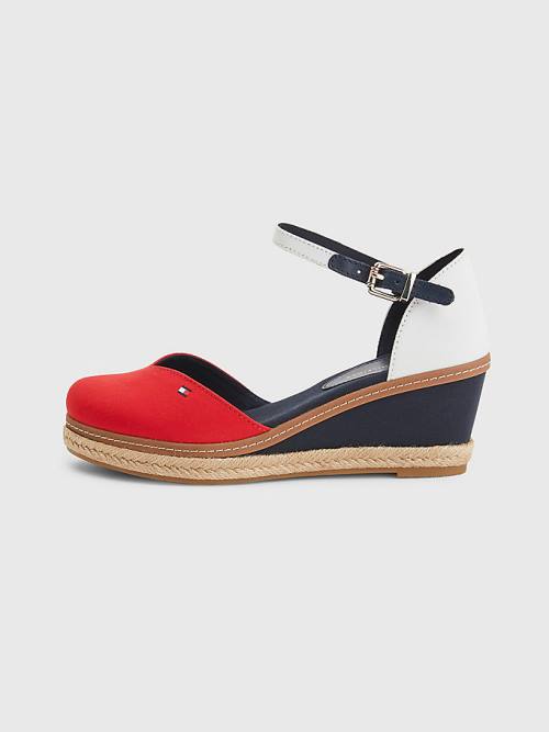 Tommy Hilfiger Colour-Blocked Mid Heel Wedge Espadrilles Sandalen Dames Rood | TH271XJE