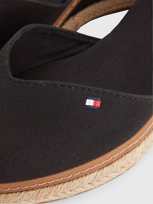 Tommy Hilfiger Colour-Blocked Mid Heel Wedge Espadrilles Sandalen Dames Zwart | TH361ESJ