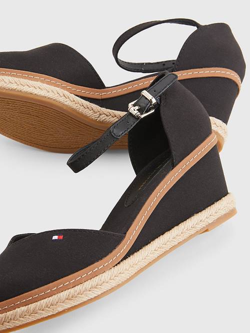 Tommy Hilfiger Colour-Blocked Mid Heel Wedge Espadrilles Sandalen Dames Zwart | TH361ESJ