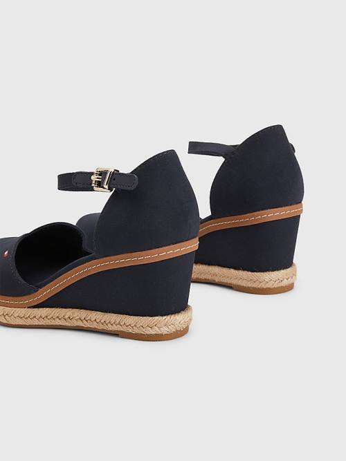 Tommy Hilfiger Colour-Blocked Mid Heel Wedge Espadrilles Sandalen Dames Blauw | TH823IGR