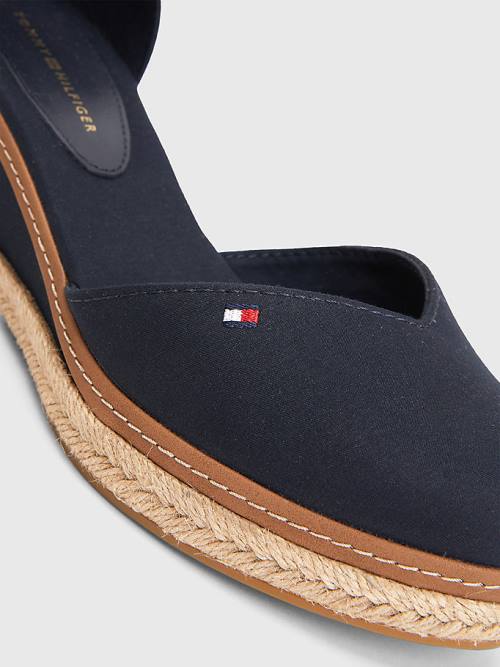 Tommy Hilfiger Colour-Blocked Mid Heel Wedge Espadrilles Sandalen Dames Blauw | TH823IGR