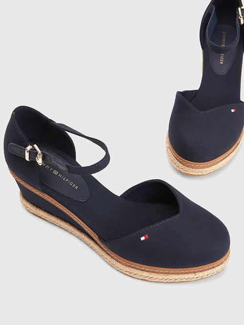 Tommy Hilfiger Colour-Blocked Mid Heel Wedge Espadrilles Sandalen Dames Blauw | TH823IGR