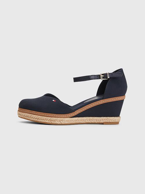 Tommy Hilfiger Colour-Blocked Mid Heel Wedge Espadrilles Sandalen Dames Blauw | TH823IGR