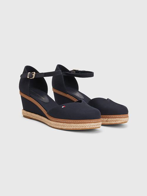 Tommy Hilfiger Colour-Blocked Mid Heel Wedge Espadrilles Sandalen Dames Blauw | TH823IGR