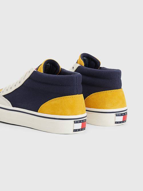 Tommy Hilfiger Colour-Blocked Mid Top Sneakers Heren Blauw | TH567TYP