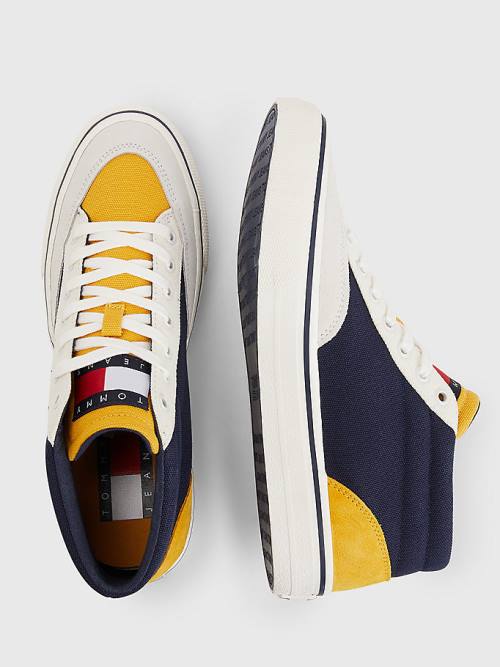 Tommy Hilfiger Colour-Blocked Mid Top Sneakers Heren Blauw | TH567TYP