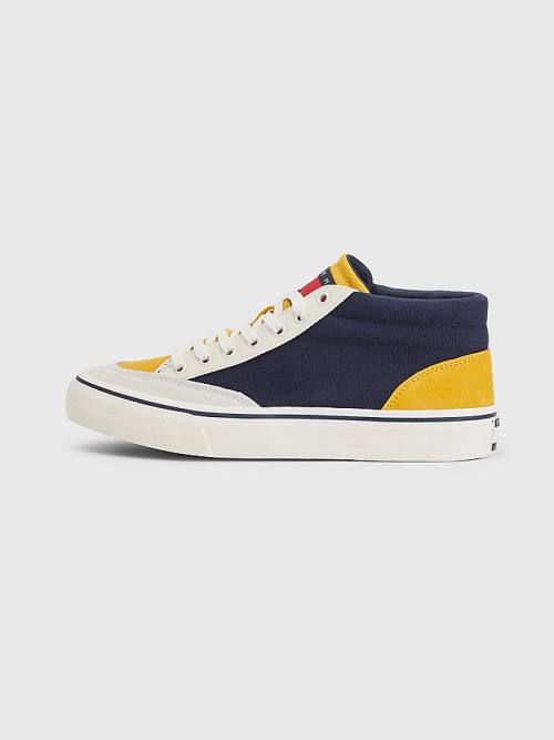 Tommy Hilfiger Colour-Blocked Mid Top Sneakers Heren Blauw | TH567TYP