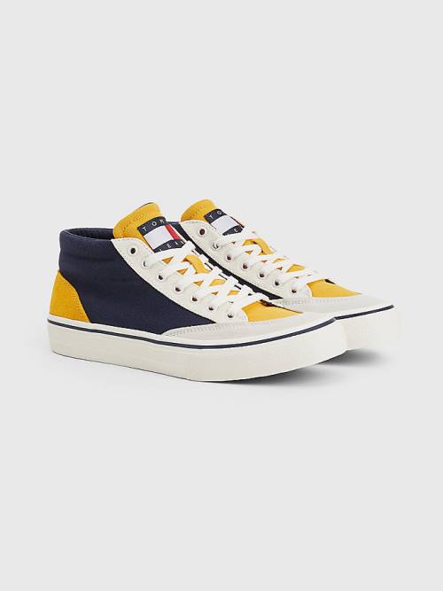 Tommy Hilfiger Colour-Blocked Mid Top Sneakers Heren Blauw | TH567TYP