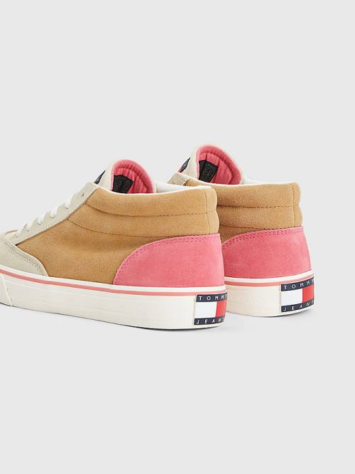 Tommy Hilfiger Colour-Blocked Mid Top Sneakers Dames Beige | TH652RXY