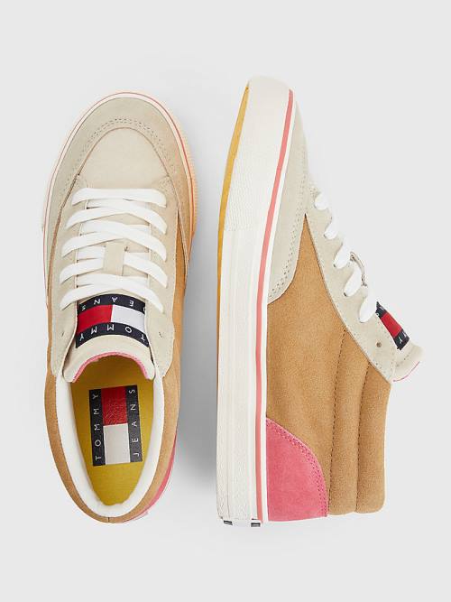 Tommy Hilfiger Colour-Blocked Mid Top Sneakers Dames Beige | TH652RXY