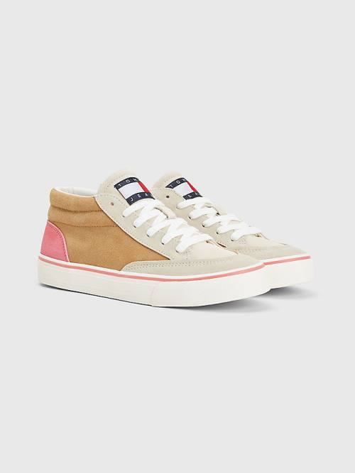 Tommy Hilfiger Colour-Blocked Mid Top Sneakers Dames Beige | TH652RXY