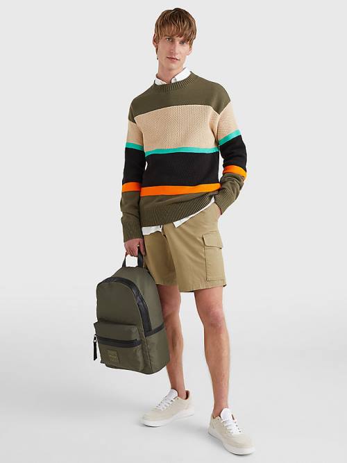 Tommy Hilfiger Colour-Blocked Mixed Knit Jumper Truien Heren Khaki | TH019GRA