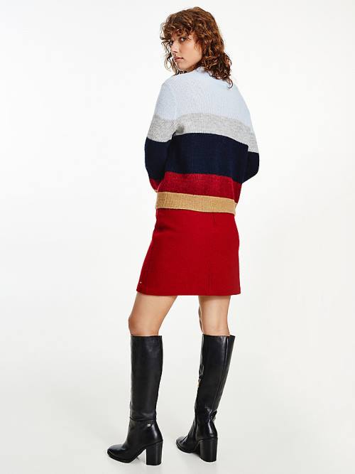 Tommy Hilfiger Colour-Blocked Mock Turtleneck Jumper Truien Dames Blauw | TH375CWS