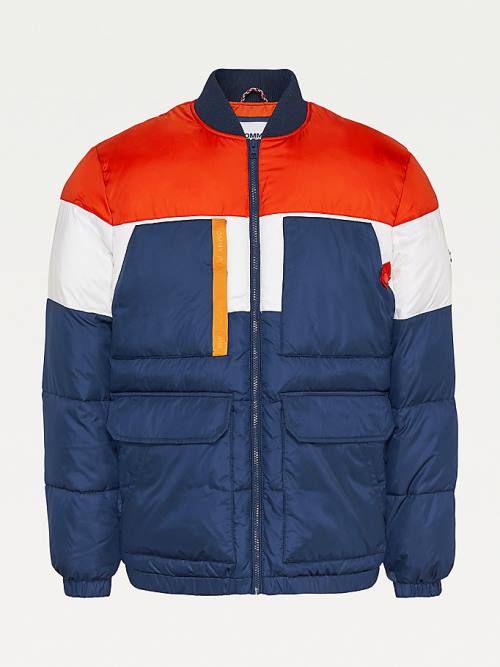 Tommy Hilfiger Colour-Blocked Padded Bomber Jassen Heren Blauw | TH560JGY