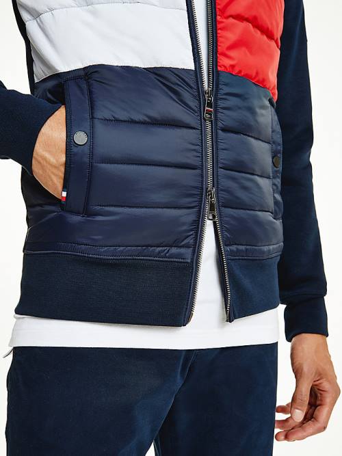 Tommy Hilfiger Colour-Blocked Padded Zip-Thru Hoodie Heren Blauw | TH047LTQ