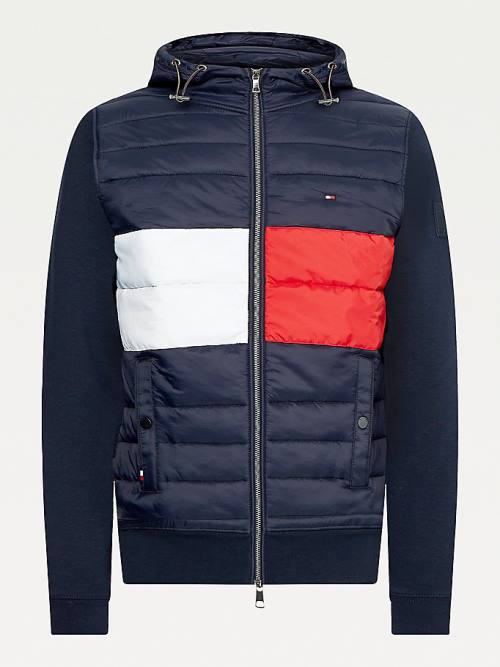 Tommy Hilfiger Colour-Blocked Padded Zip-Thru Hoodie Heren Blauw | TH047LTQ