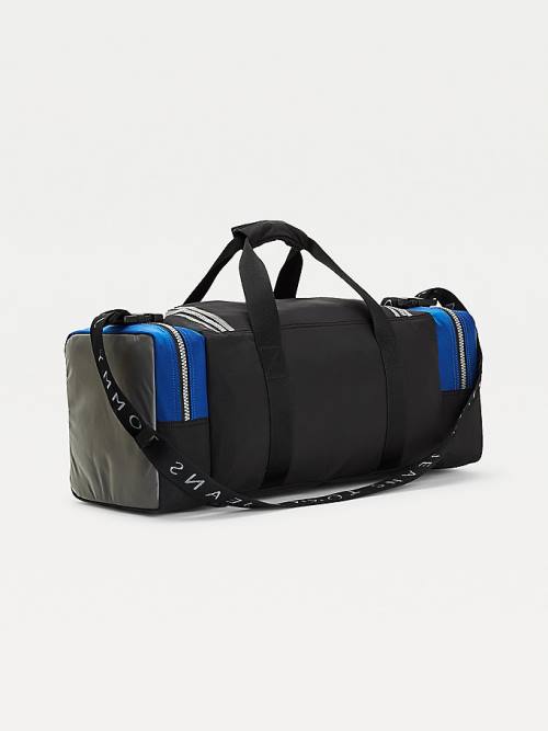 Tommy Hilfiger Colour-Blocked Recycled Nylon Duffle Tassen Heren Zwart | TH476OAX