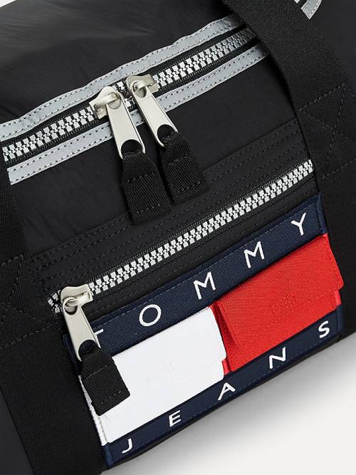 Tommy Hilfiger Colour-Blocked Recycled Nylon Duffle Tassen Heren Zwart | TH476OAX