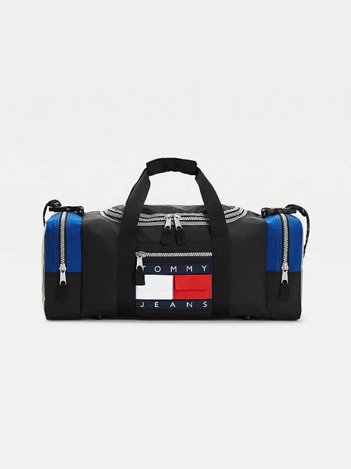 Tommy Hilfiger Colour-Blocked Recycled Nylon Duffle Tassen Heren Zwart | TH476OAX