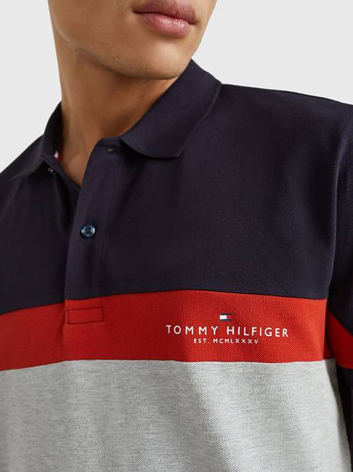 Tommy Hilfiger Colour-Blocked Regular Fit Poloshirt Heren Grijs | TH429OTS