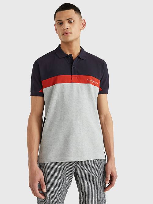 Tommy Hilfiger Colour-Blocked Regular Fit Poloshirt Heren Grijs | TH429OTS