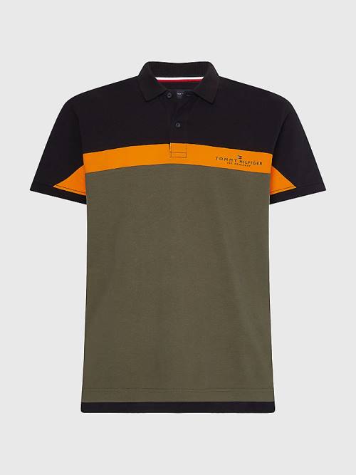 Tommy Hilfiger Colour-Blocked Regular Fit Poloshirt Heren Groen | TH489MXU