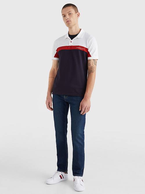 Tommy Hilfiger Colour-Blocked Regular Fit Poloshirt Heren Blauw | TH851GSQ