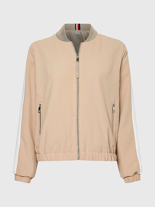 Tommy Hilfiger Colour-Blocked Relaxed Fit Bomber Jassen Dames Beige | TH602KFV