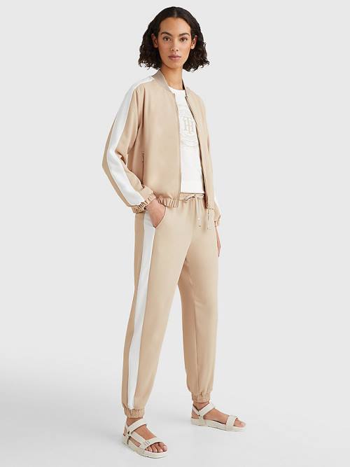 Tommy Hilfiger Colour-Blocked Relaxed Fit Joggers Broek Dames Beige | TH862PBI