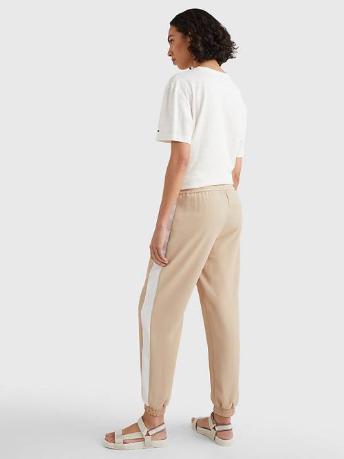 Tommy Hilfiger Colour-Blocked Relaxed Fit Joggers Broek Dames Beige | TH862PBI