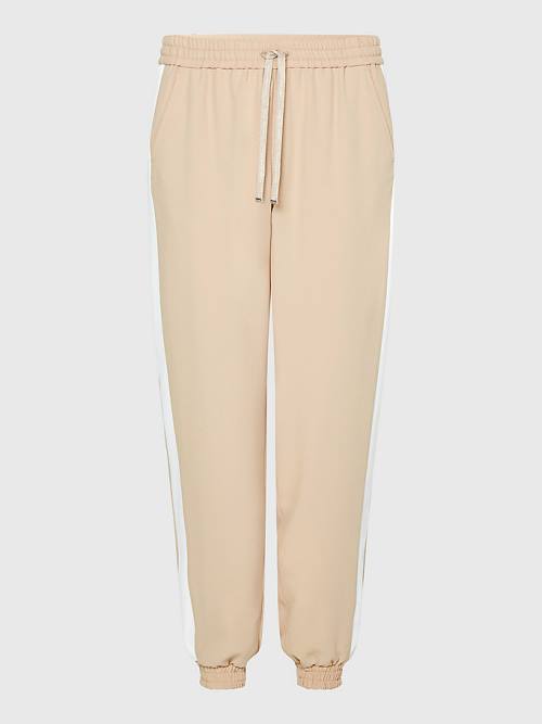 Tommy Hilfiger Colour-Blocked Relaxed Fit Joggers Broek Dames Beige | TH862PBI