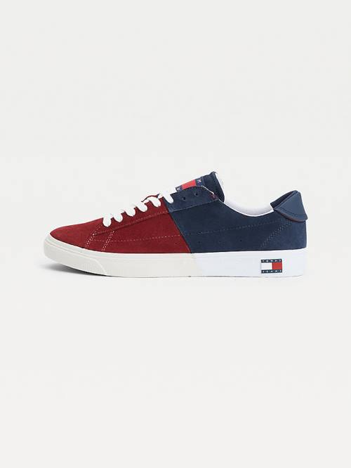 Tommy Hilfiger Colour-Blocked Suede Low-Top Sneakers Heren Blauw | TH435MGU