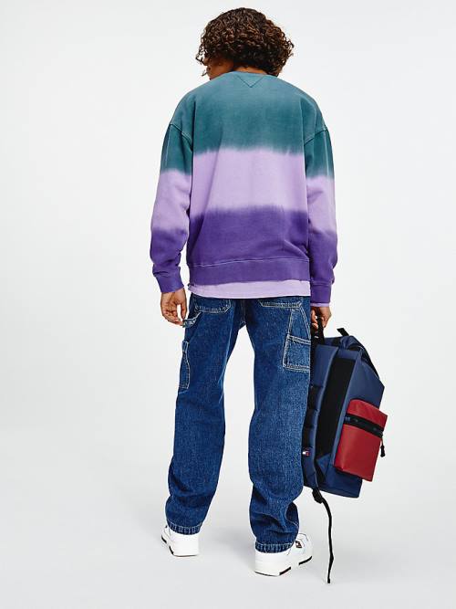 Tommy Hilfiger Colour-Blocked Tie-Dye Crew Neck Sweatshirts Heren Paars | TH893DHM