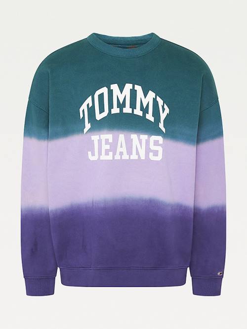 Tommy Hilfiger Colour-Blocked Tie-Dye Crew Neck Sweatshirts Heren Paars | TH893DHM