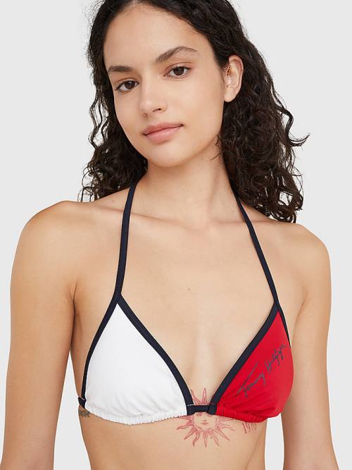 Tommy Hilfiger Colour-Blocked Triangle Bikini Top Zwemkleding Dames Blauw | TH784VPI