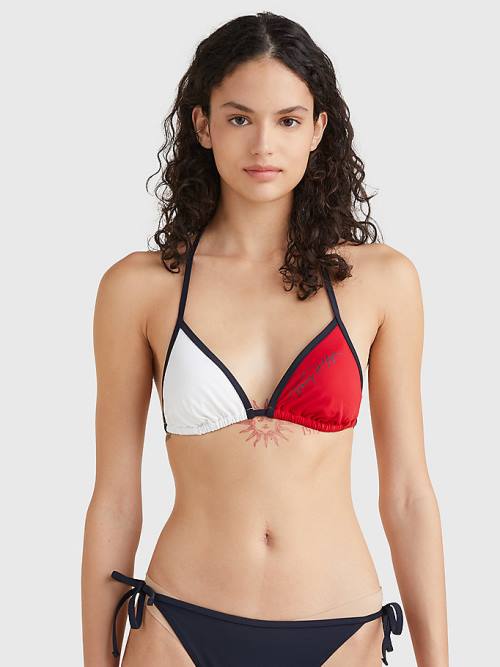 Tommy Hilfiger Colour-Blocked Triangle Bikini Top Zwemkleding Dames Blauw | TH784VPI