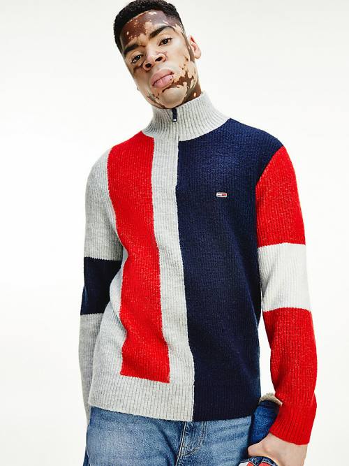 Tommy Hilfiger Colour-Blocked Zip Jumper Truien Heren Grijs | TH571WFK