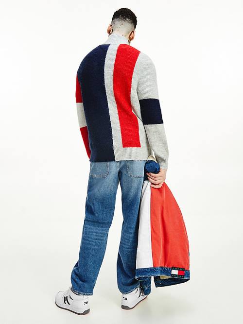 Tommy Hilfiger Colour-Blocked Zip Jumper Truien Heren Grijs | TH571WFK