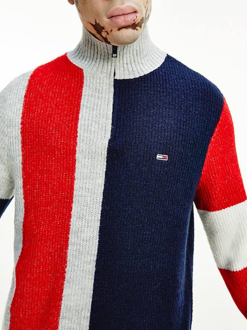 Tommy Hilfiger Colour-Blocked Zip Jumper Truien Heren Grijs | TH571WFK