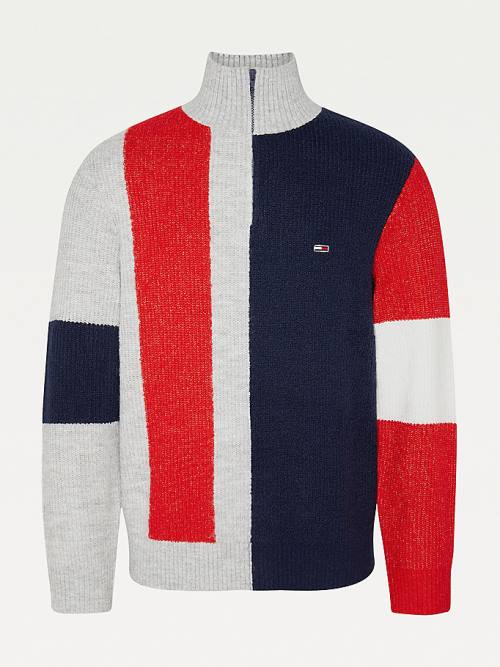 Tommy Hilfiger Colour-Blocked Zip Jumper Truien Heren Grijs | TH571WFK