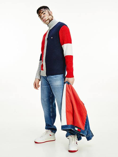 Tommy Hilfiger Colour-Blocked Zip Jumper Truien Heren Grijs | TH571WFK