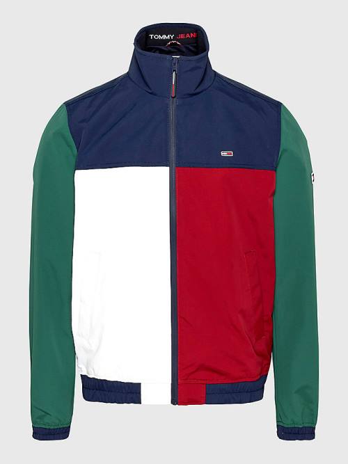 Tommy Hilfiger Colour-Blocked Zip-Thru Jassen Heren Blauw | TH604JHO