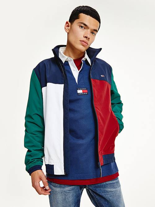 Tommy Hilfiger Colour-Blocked Zip-Thru Jassen Heren Blauw | TH604JHO