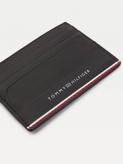 Tommy Hilfiger Commuter Leren Card Holder Portefeuille Heren Zwart | TH328HBM