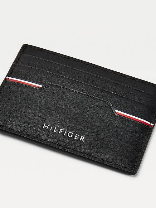 Tommy Hilfiger Commuter Leren Metallic Logo Card Holder Portefeuille Heren Zwart | TH457YJH