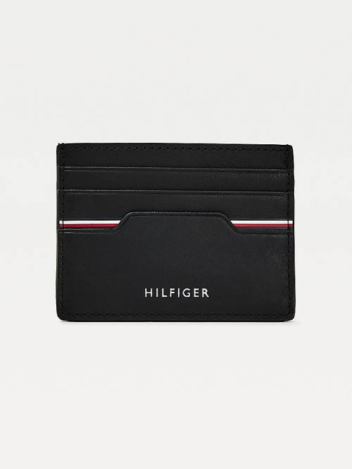 Tommy Hilfiger Commuter Leren Metallic Logo Card Holder Portefeuille Heren Zwart | TH457YJH