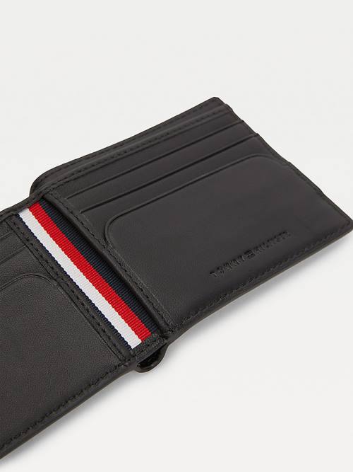 Tommy Hilfiger Commuter Leren RFID Gevoerde Small Portefeuille Heren Zwart | TH806MEP