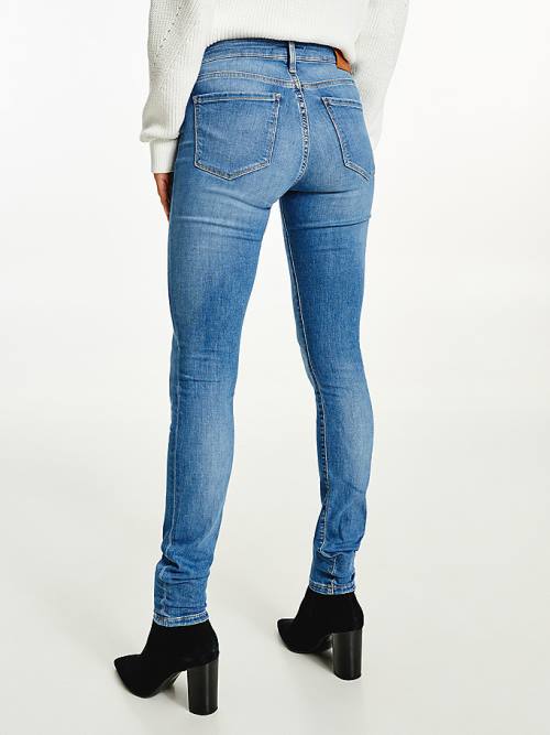 Tommy Hilfiger Como Mid Rise Skinny TH Flex Jeans Dames Denim | TH502PGK