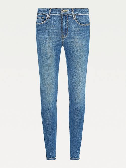 Tommy Hilfiger Como Mid Rise Skinny TH Flex Jeans Dames Denim | TH502PGK