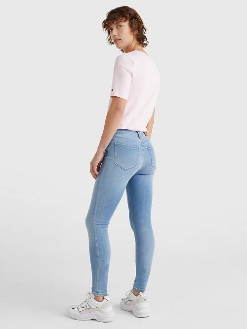 Tommy Hilfiger Como Mid Rise Skinny TH Flex Jeans Dames Denim | TH983KBT